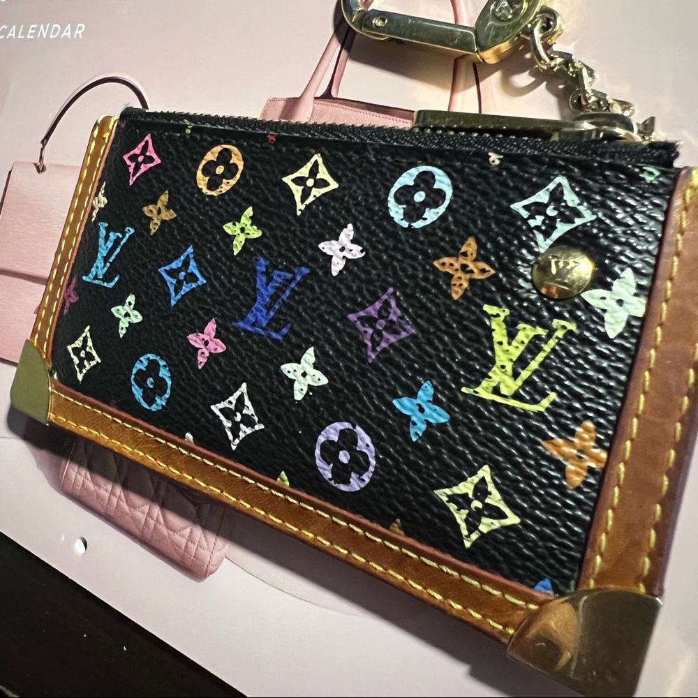 ‼️SOLD‼️ULTRA RARE LOUIS VUITTON MURAKAMI MULTICOLOR BLACK  MONOGRAM CARD HOLDER - Picture 4 of 17